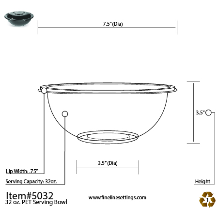 Fineline 15032M-BK Super Bowl Plus 32 oz. Black Medium Square PET Plastic  Bowl - 50/Pack