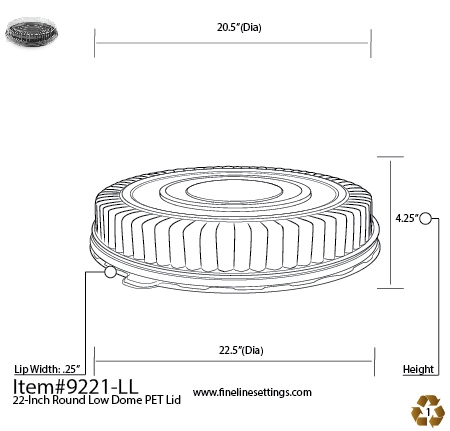 22" Round Low Dome Lid