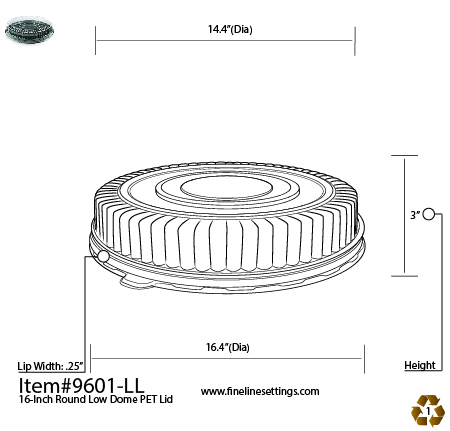 16" Round Low Dome Lid