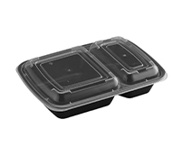 32 oz. Rectangular Black Container w/Lid Combo 150/CS