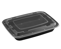 28 oz Togo Containers with Lids Black 150 Set