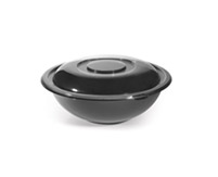 Fineline 15080L-BK Super Bowl Plus 80 oz. Black Square PET Plastic Bowl -  50/Case